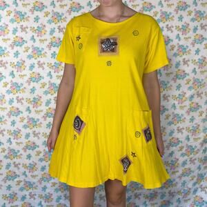 Bright yellow Fashion Code Short sleeve knit dress size Medium